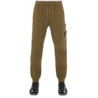 Stone Island 62620 Autumn Winter Cargo Sweatpants In Brushed Cotton Fleece Oliver Green