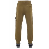 Stone Island 62620 Autumn Winter Cargo Sweatpants In Brushed Cotton Fleece Oliver Green