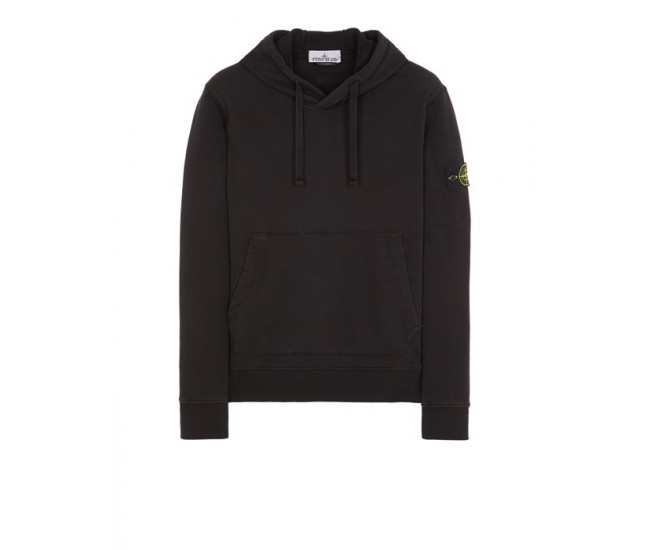 Stone Island 64151 Fall Winter Hooded Sweatshirt In Cotton Fleece Black